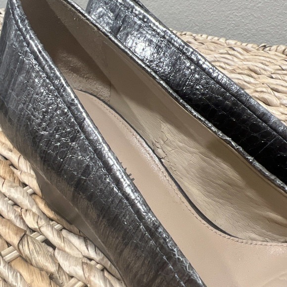 Antonio Melani Shoes Women 7.5 Silver Claire Leather High Heel Platform Wedge‎ - Picture 2 of 10